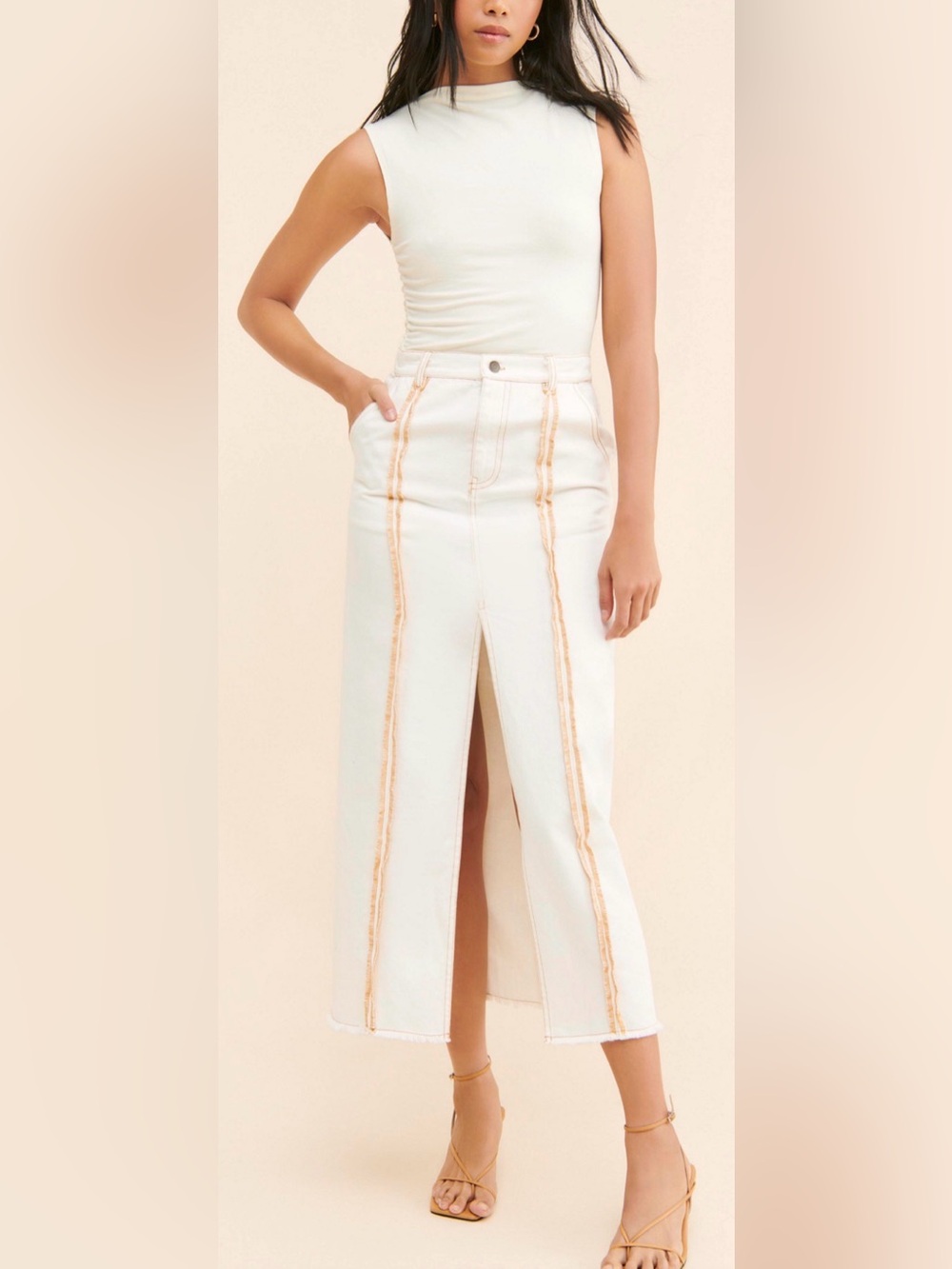 Moon River Overlock Midi Skirt, Size XS
